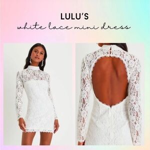 Lulus Coveted Beauty White Lace Mock Neck Mini Dress
Size M